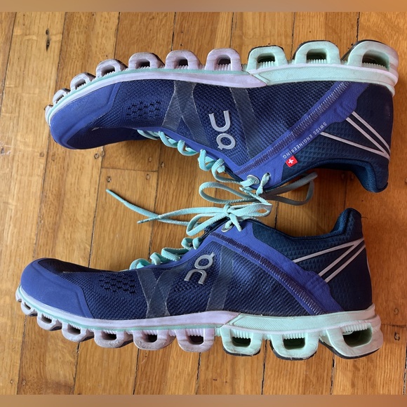 On Running Shoes - On Running WOMEN'S cloudflow dawn/jade purple blue mint sneakers shoes 6.5 37.5